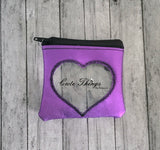 Reverse Applique Heart Top Zip Bag DIGITAL Embroidery File, In The Hoop