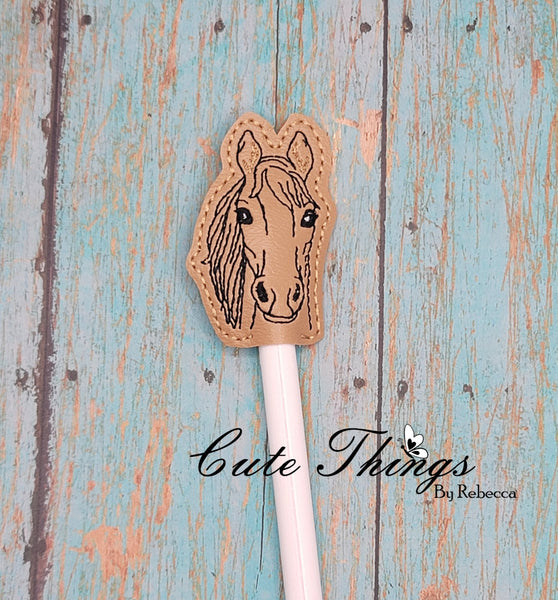 Horse DIGITAL Embroidery File, In The Hoop, Pencil Topper