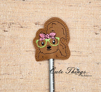 Squirrel with Bow DIGITAL Embroidery File, In The Hoop, Pencil Topper