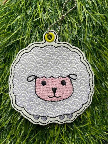 Cute Fluffy Sheep DIGITAL Embroidery File, In The Hoop Bookmark, Ornament, Gift Bag Tag, Eyelet