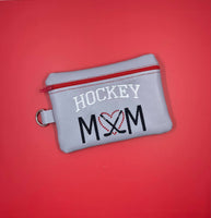 Hockey Mom Bag DIGITAL Embroidery File, In The Hoop, 5x7, 6x10 money purse, makeup bag, personals bag.