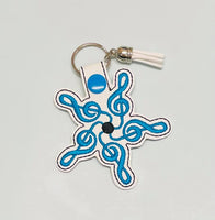 Music Star DIGITAL Embroidery File, In The Hoop Key fob, Snap tab, Keychain