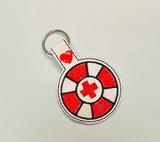 Lifeguard  Embroidery File, In The Hoop Key fob, Snap tab, Keychain