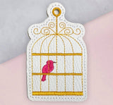 Birdcage DIGITAL Embroidery File, In The Hoop Bookmark, Ornament, Gift Bag Tag, Eyelet