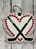 Hockey Love DIGITAL Embroidery File, In The Hoop Bookmark, Ornament, Gift Bag Tag, Eyelet