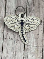 Dragonfly DIGITAL Embroidery File, In The Hoop Bookmark, Ornament, Gift Bag Tag, Eyelet