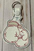 Boxing Gloves DIGITAL Embroidery File, In The Hoop Key fob, Snap tab, Keychain