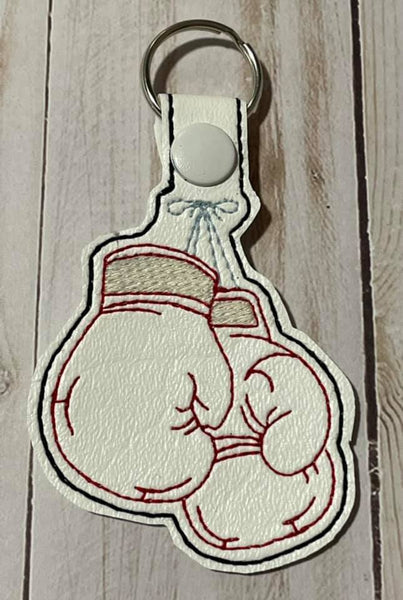 Boxing Gloves DIGITAL Embroidery File, In The Hoop Key fob, Snap tab, Keychain