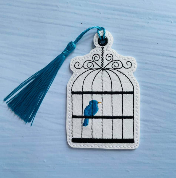 Birdcage DIGITAL Embroidery File, In The Hoop Bookmark, Ornament, Gift Bag Tag, Eyelet