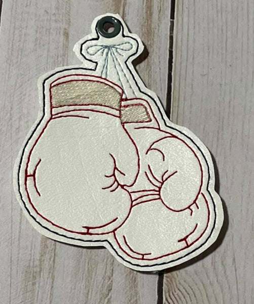 Boxing Gloves DIGITAL Embroidery File, In The Hoop Bookmark, Ornament, Gift Bag Tag, Eyelet