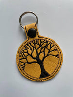 Tree DIGITAL Embroidery File, In The Hoop Key fob, Snap tab, Keychain