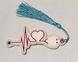 Stethoscope love  DIGITAL Embroidery File, In The Hoop Bookmark, Ornament, Gift Bag Tag, Eyelet