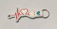 Stethoscope Love  DIGITAL Embroidery File, In The Hoop Key fob, Snap tab, Keychain