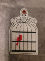 Birdcage DIGITAL Embroidery File, In The Hoop Bookmark, Ornament, Gift Bag Tag, Eyelet