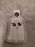 Boy and Girl Ghost DIGITAL Embroidery File, In The Hoop Key fob, Snap tab, Keychain