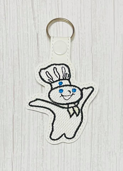 Doughboy DIGITAL Embroidery File, In The Hoop Key fob, Snap tab, Keychain