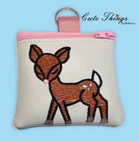 Cute Deer Bag DIGITAL Embroidery File, In The Hoop, 4x4, mini bag, coin purse Cute Things By Rebecca