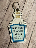 Boat in a bottle Applique  DIGITAL Embroidery File, In The Hoop Bookmark, Ornament, Gift Bag Tag, Eyelet