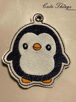 Cute Boy Penguin DIGITAL Embroidery File, In The Hoop Bookmark, Ornament, Gift Bag Tag, Eyelet