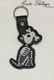 Dog Skeleton  DIGITAL Embroidery File, In The Hoop Key fob, Snap tab, Keychain