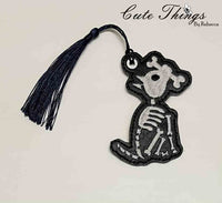 Dog Skeleton DIGITAL Embroidery File, In The Hoop Bookmark, Ornament, Gift Bag Tag, Eyelet