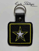 Army DIGITAL Embroidery File, In The Hoop Key fob, Snap tab, Keychain