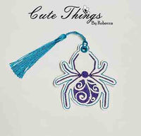 Spider DIGITAL Embroidery File, In The Hoop Bookmark, Ornament, Gift Bag Tag, Eyelet