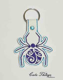 Spider DIGITAL Embroidery File, In The Hoop Key fob, Snap tab, Keychain