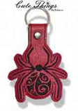 Spider DIGITAL Embroidery File, In The Hoop Key fob, Snap tab, Keychain