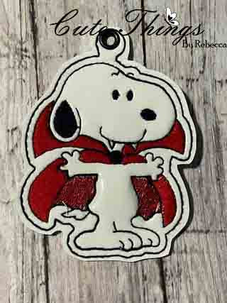 Vampire Beagle DIGITAL Embroidery File, In The Hoop Bookmark, Ornament, Gift Bag Tag, Eyelet