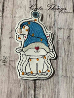 Cute Cat Gnome DIGITAL Embroidery File, In The Hoop Bookmark, Ornament, Gift Bag Tag, Eyelet