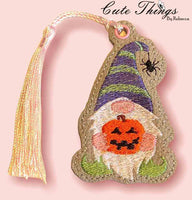 Spider Gnome  DIGITAL Embroidery File, In The Hoop Bookmark, Ornament, Gift Bag Tag, Eyelet