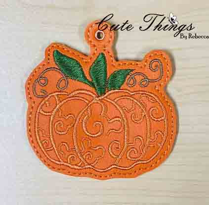 Mouse Head Pumpkin Swirl DIGITAL Embroidery File, In The Hoop Bookmark, Ornament, Gift Bag Tag, Eyelet