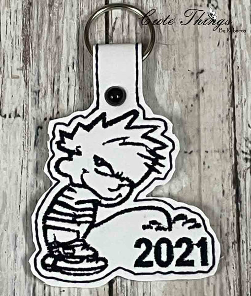 Piss on 2021 DIGITAL Embroidery File, In The Hoop Key fob, Snap tab, Keychain