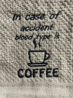 Blood Type is Coffee DIGITAL Embroidery File 4x4, 5x7