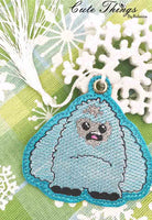 Yeti DIGITAL Embroidery File, In The Hoop Bookmark, Ornament, Gift Bag Tag, Eyelet