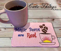 Magic Beans are Real Mug Rug  DIGITAL Embroidery File 5x7, 6x10