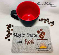 Magic Beans are Real Mug Rug  DIGITAL Embroidery File 5x7, 6x10