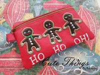 Gingerbread HO HO OH In the hoop Zipper Bag Digital Download