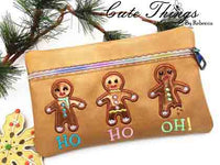 Gingerbread HO HO OH In the hoop Zipper Bag Digital Download