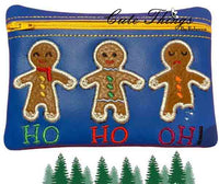 Gingerbread HO HO OH In the hoop Zipper Bag Digital Download