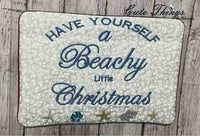 Beachy Christmas Mug Rug DIGITAL Embroidery File 5x7, 6x10