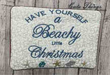 Beachy Christmas Mug Rug DIGITAL Embroidery File 5x7, 6x10