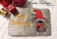 Happy Pawlidays Mug Rug DIGITAL Embroidery File 5x7, 6x10