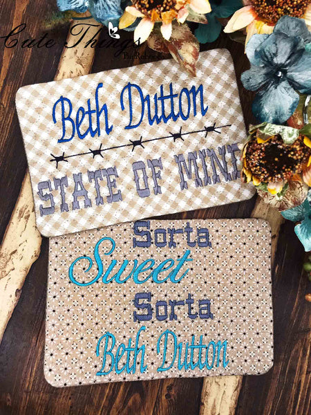 Beth Dutton Mug Rug Bundle DIGITAL Embroidery File 5x7, 6x10