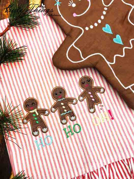 Ho HO OH Gingerbread applique DIGITAL Embroidery File  5x7