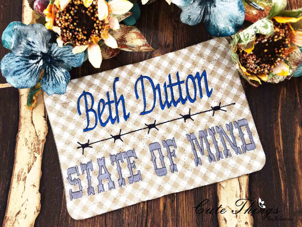 Beth Dutton State of Mind Mug Rug DIGITAL Embroidery File 5x7, 6x10