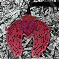 Angel Heart with Wings DIGITAL Embroidery File, In The Hoop Bookmark, Ornament, Gift Bag Tag, Eyelet