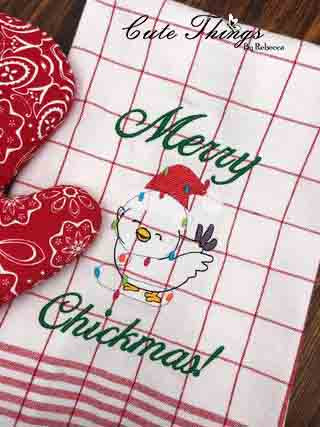 Merry Chickmas!  DIGITAL Embroidery File 4x4, 5x7, 6x10