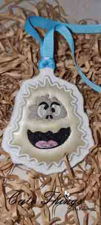 Abominable Snowman Appilque DIGITAL Embroidery File, In The Hoop Bookmark, Ornament, Gift Bag Tag, Eyelet